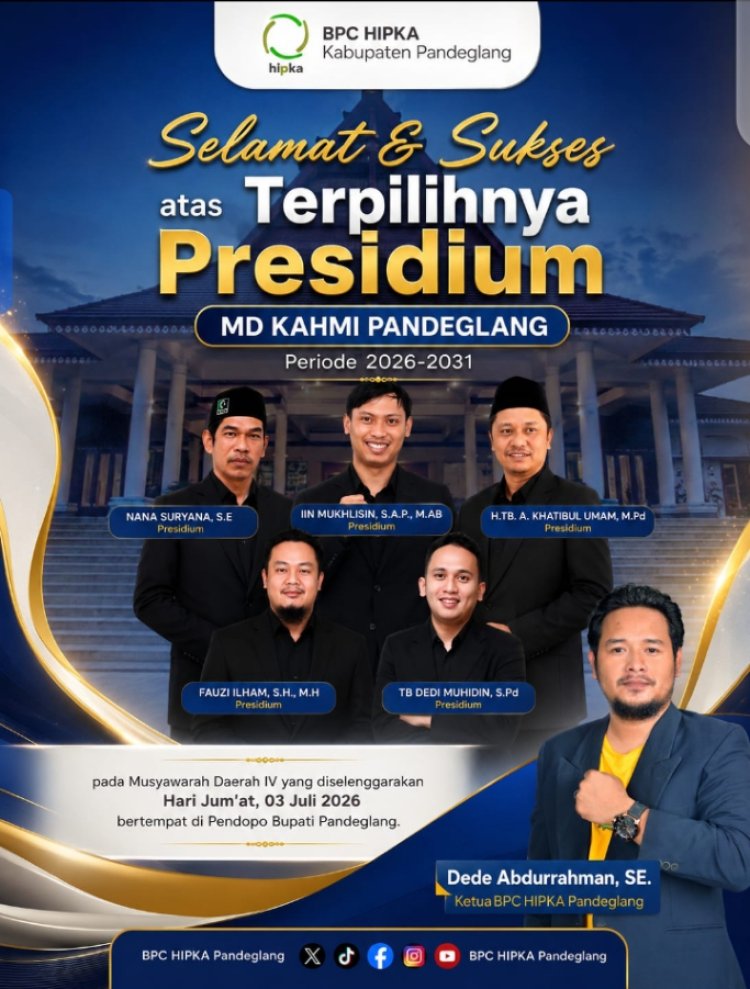 Lima Presidium MD KAHMI Terpilih Pada Musda IV, Ketua BPC HIPKA Pandeglang Dede Abdurahman Ucapkan Selamat